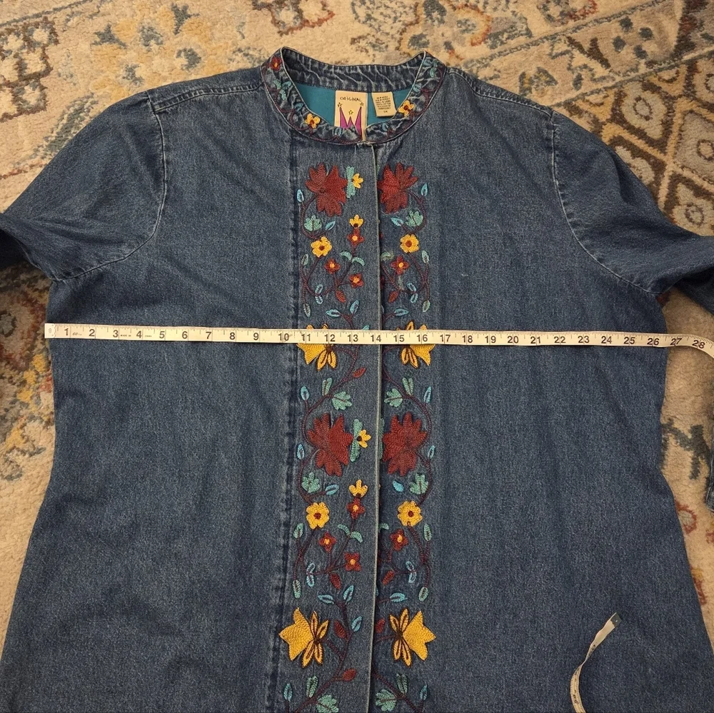 Vintage Original Anthony Denim Embroidered Button Down Jacket Women's 3X Cottage - Picture 6 of 11
